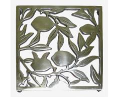 Better & Best Almn PT Dessous de plat carré en aluminium décoré de citrons Argenté 21 x 21 x 2,7 cm