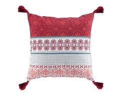 COTON dintÃ©rieur TERRABELLA Coussin Pompons, Multicolore, 40 x 40 CM