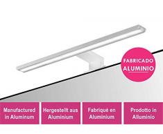 Kibath Gue Blanc Applique LED 45 cm 12 W, indiquée pour salle de bain Placement avec support universel pour miroir, meuble et cheminée Ãclairage froid uniforme. Fabriqué en aluminium, 45