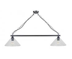 Tosel 20993 Lustre Billard 2 Lumière, Acier, E27, 40 W, Gris, 70 x 60 cm