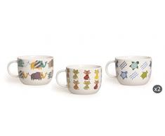 Excelsa Animals Lot de 6 grandes tasses en porcelaine. New Bone China
