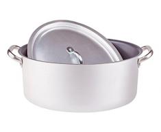 Agnelli ALSA126S36 Casserole Ovale en Aluminium avec Couvercle avec 2 poignées en INOX Argenté