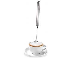 Macom Just Kitchen 863 mousse & lait Mousseur à lait à piles en acier inoxydable, argent