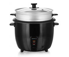 Emerio Cuiseur Ã riz avec fonction maintien au chaud, revÃªtement antiadhÃ©sif, couvercle en verre, cuillÃ¨re Ã riz et verre doseur 1,8 Liter Noir, acier inoxydable.
