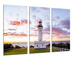 Tableau Moderne Photographique, Impression sur bois, Paysage du phare sur la mer, 97 x 62 cm, ref. 26404