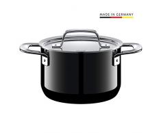 Silit Zeno Black Faitout Haut 16 cm avec Couvercle en métal 2,0 l et Fonction Silargan Induction Noir