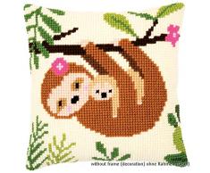 Vervaco PN-0179231 Faultier II Coussin prÃ©-imprimÃ© en coton Multicolore 40 x 40 cm