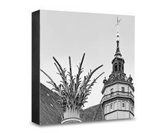 COGNOSCO HG-L101 Tableau Mural en Bois avec Photo darchitecture Leipzig Noir/Blanc 15 x 15 cm