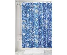 InterDesign Mila Floral rideau de douche, rideau baignoire stable 183,0 cm x 183,0 cm en polyester, rideau salle de bain à motif floral, bleu/blanc