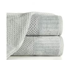Eurofirany Lot de 3 Serviettes de Toilette en Coton éponge Doux et Soyeux 70 x 140 cm Argenté