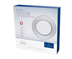 Villeroy & Boch 11-7309-0805 Boston col présentation, Magnifique Assiette Filigrane avec Accent Rose, Verre de Cristal