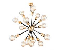 Homemania 8698522554679 Chandelier Tubo, Couleur Noir et Doré, en Métal-pour La Maison, Bureau, Séjour, Chambre, Dorè, Taille unique