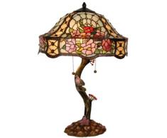 Lumilamp 5LL-5631 Art Deco Tiffany Lampe de Table avec 3 Ampoules E27 et Verre coloré 60 W à 45 x 62 cm