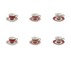 Villa DEste Home Tivoli 2197869 Wonderland Red Lot de 6 tasses en porcelaine