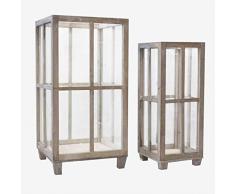 Better & Best 2711303 Lot de lanternes dÃ©coratives en Bois et Verre, mer Naturelle, Unique