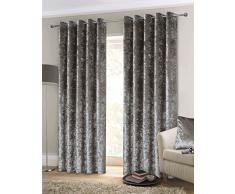 Rapport Rideaux à Åillets en Velours écrasé, Argent/Vert Doux, 46 x 228,6 cm