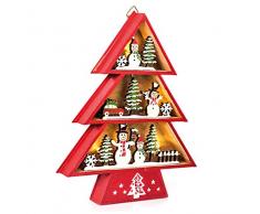 EUROCINSA Réf. 28303 Casita-pin Mural ou Table, en Bois avec lumières (sans Piles) avec Motifs de Noël Rouges et Verts, 19 x 24 cm. 2 unités, Taille Unique.