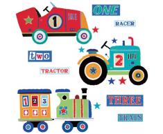 Thedecofactory RoomMates Stickers muraux géants repositionnables pour Enfants Motif véhicules