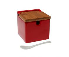 Versa 21490016 Sucrier rouge couvercle bambou, ne sapplique pas