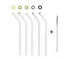 KOCH Paille en verre, courbée, couleurs assorties, avec pinceau, Lot de 5