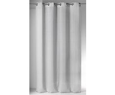 Homemaison 806423 Voilage Motif Rayure Etamine/Polyester Gris 1 x 140 cm