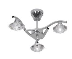 Oaks Lighting Quaid Plafonnier 3 lumiÃ¨res avec abat-jours en verre effet cristal transparent