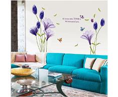 Mondial-Fete - Sticker adhÃ©sif Ambiance Fleurs Violettes (143 x 180 cm)