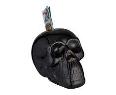 Relaxdays Tirelire en Forme de crâne avec Tirelire, Billets et pièces de Monnaie, Fans Gothiques, Halloween Décor, céramique, Noir, 1 pièce