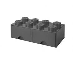 LEGO 40061754 Brique 8 Boutons, 2 tiroirs, boîte de Rangement empilable, 9.4 l, Gris Foncé, One Size