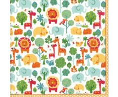 Caspari Entertaining with Serviettes de Table en Papier Motif Animaux du Zoo