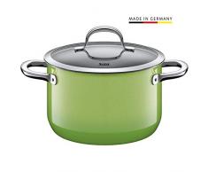 Silit Passion Faitout Haut Diamètre 20 cm Env. 3,7 L bord verseur creuse Poignées Couvercle en verre Silargan Fonction Céramique Induction, Passe au Lave-Vaisselle, émail 20 cm, Ãmail, vert, 33 x 27.5 x 20 cm