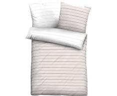 Biberna Mix & Match Housse de Couette Motif Bandes en Satin de Coton mako, certifiÃ©e Ãko-Tex Standard 100, Taupe, 155Â x 200Â cm