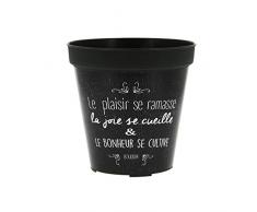My Note Deco 065751 Cache Pot Rond prÃ©-percÃ© 17cm CUEILLETTE en Plastique Recyclable, Noir, DiamÃ¨tre 17 cm