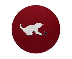 oh desole Coussin de Chaise en Feutre avec Application Chat Bordeaux 35 x 35 cm