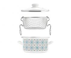 H&H 729140 Ischia Friteuse émaillée 2 poignées avec panier 22 cm