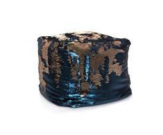 EUROCINSA Ref.18312 Pouf Magic-Touch, Bleu, DorÃ©, 50 x 50 x 45 cm