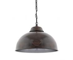 Eglo Suspension Truro 2, 1 ampoule vintage au design industriel, suspension rétro en acier, couleur : marron vieilli, culot : E27