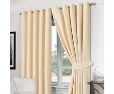 Dreamscene Luxe Chenille Rideaux à Åillets occultants thermiques doublés avec embrasses Bleu canard â Bleu, 46 x 72