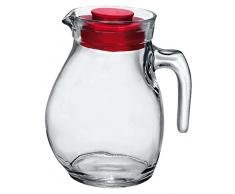 BORMIOLI ROCCO Carafe de Table en Verre 144Â cl avec Bouchon Rouge Accessoire de Cuisine