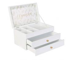 THE HOME DECO FACTORY HD2301 Boite à Bijoux Rangement, Bois, Blanc, Dimensions : 24 x 15 x 13 cm