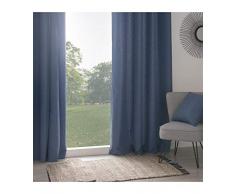 HomeMaison Rideau Isolant chiné à Oeillets, Polyester, Bleu, 260x140 cm