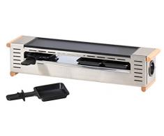 LOUIS TELLIER - Appareil à raclette Professionnel - 4 Poêlons + Plaque Supérieure Anti-adhésive - 1 à 4 Personnes - Forme Rectangle - Tout Inox - Interrupteur de sécurité - 230V/600W