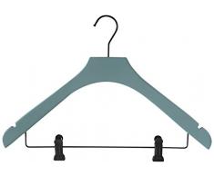 Compactor Home RAN7128 Cintre Ãcru avec Pinces Bois et Métal Bleu Gris 43,8 x 1,2 x 30,5 cm