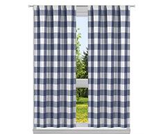 KELVIN Buffalo Rideau occultant Motif Carreaux Vichy, Bleu Marine, 38x84