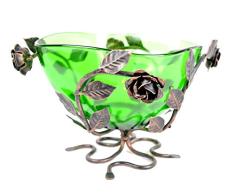 Lorenz ferart Table, Fer et Abat-Jours en Verre, Noir, diamÃ¨tre 25Â cm, Argent