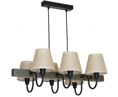 Homemania HOMAX_4511 Lampe à Suspension Gru Noir, Gris Métal Bois, Tissu 72 x 56 x 80 cm