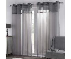 Sienna Fenêtres-Draperies, Voilage à Paillettes 100% Polyester, Gris Charbon, 55 Wide x 87 Drop