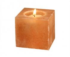 Himalaya Sel Dreams Cristal Photophore Kubus, Cristal de sel, Orange, 6Â x 6Â x 6Â cm