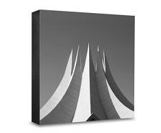 COGNOSCO HG-B102 Tableau Mural en Bois avec Photo darchitecture Berlin Tempodrom en Bois Noir/Blanc 15 x 15 cm