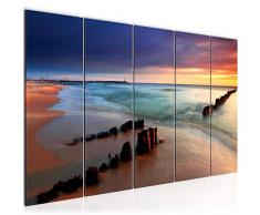Tableau decoration murale Plage de la mer 200 x 80 cm - XXL Impression sur Toile Salon Appartment 5 Parties - prÃªt Ã accrocher - 607855a